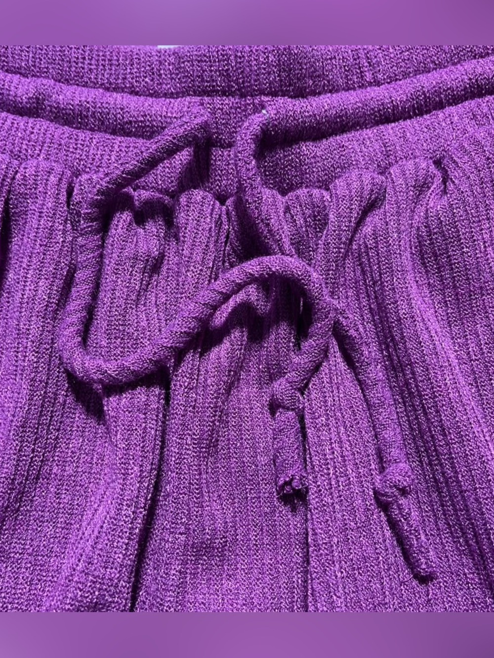 Dear Scarlett Womens Wide Leg Ribbed Pull On Pants Size Large Purple - Picture 8 of 12